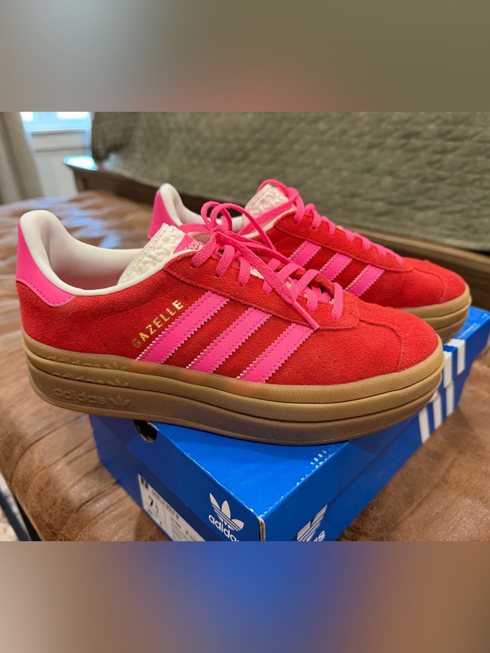 adidas Gazelle Women’s Suede Sneakers in Red and Pink